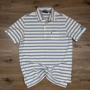 Polo‎ Golf Ralph Lauren white and blue striped polo vintage lisle shirt